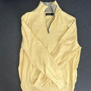 Nautica Men's Zip-Up Sweater in Light Yellow